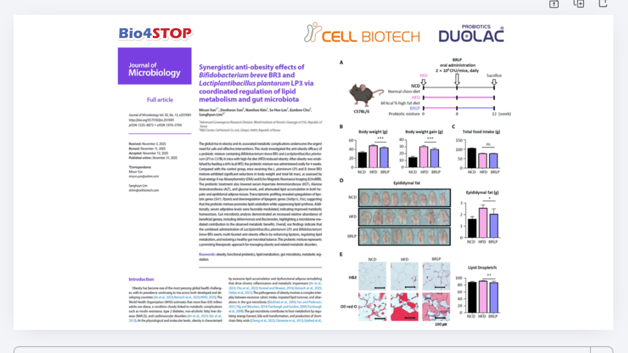 Khám Phá Cơ Chế Giảm Cân Từ Lợi Khuẩn CBT: Nghiên Cứu Đột Phá Từ Cell Biotech