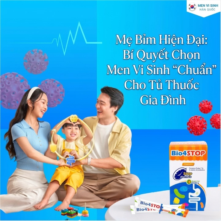 remove text trên ảnh đi và thay vào đó là text mới: Mẹ Bỉm Hiện Đại: Bí Quyết Chọn Men Vi Sinh "Chuẩn" Cho Tủ Thuốc Gia Đình